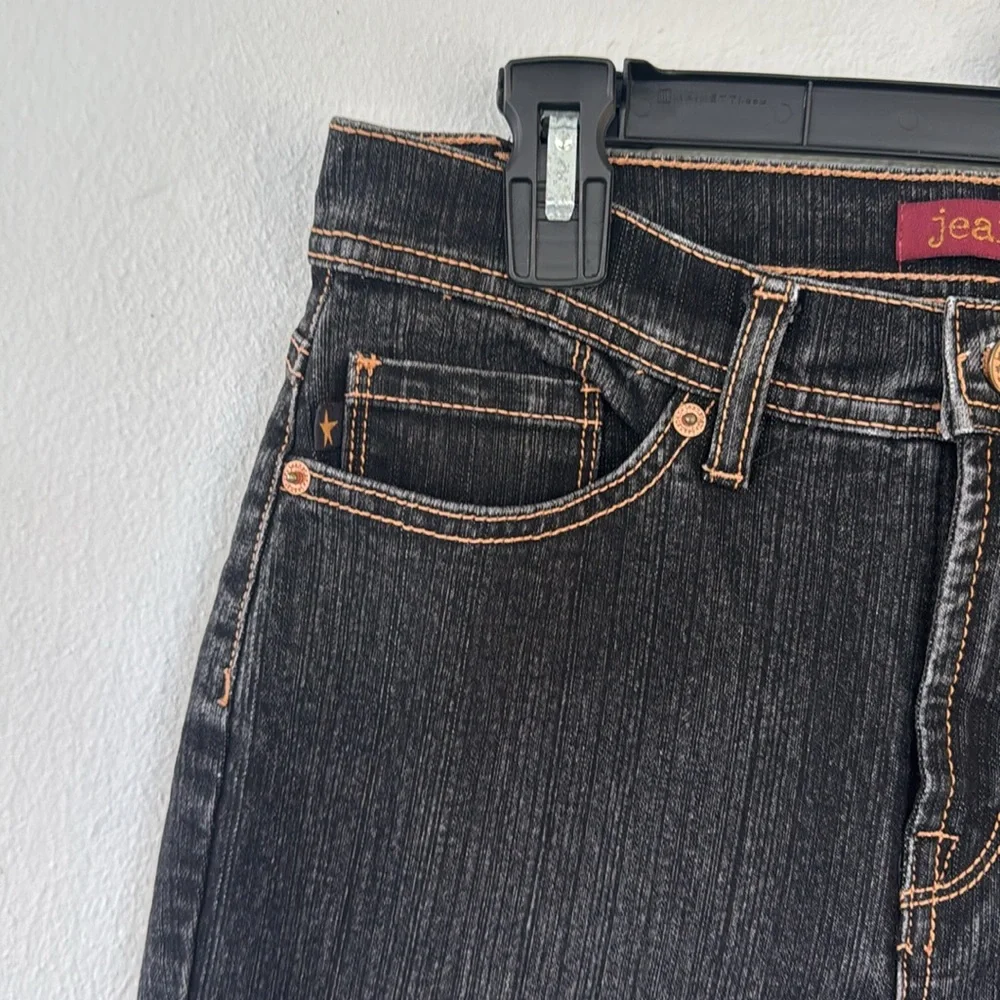 Jeanstar dark wash mid rise flare leg cotton stretch jeans size 4 short
